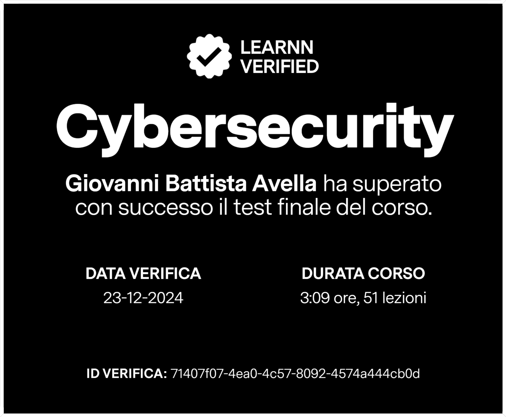 Giovanni Battista Avella, Cybersecurity certification